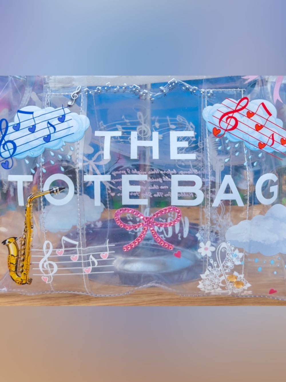 ‘GEMSTONE RIBBON’ Clear Medium Tote Bag 10” - Picture 2 of 8